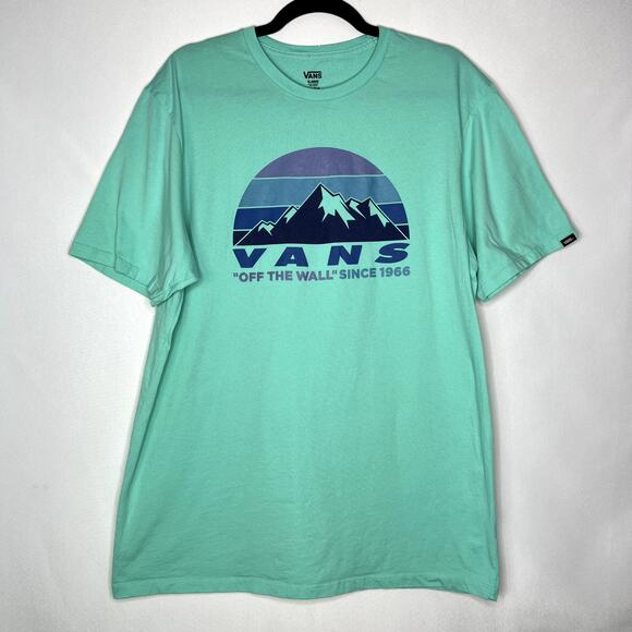 Vans Aqua Turquoise Logo Tee Crew Neck Short Sleeve Mt Vans Men's Shirt XL - Picture 1 of 7